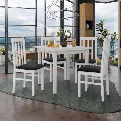 Jedálenský rozkladací stôl 80 cm so 4 stoličkami ADELBITE 4 - biela / čierna