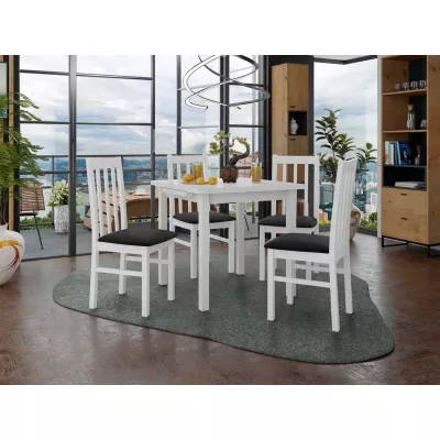 Jedálenský rozkladací stôl 80 cm so 4 stoličkami ADELBITE 4 - biela / čierna