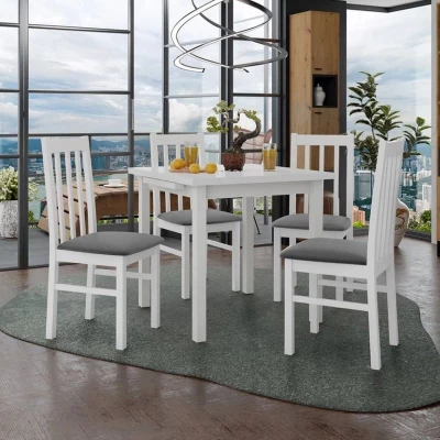 Jedálenský rozkladací stôl 80 cm so 4 stoličkami ADELBITE 4 - biela / oceľová šedá
