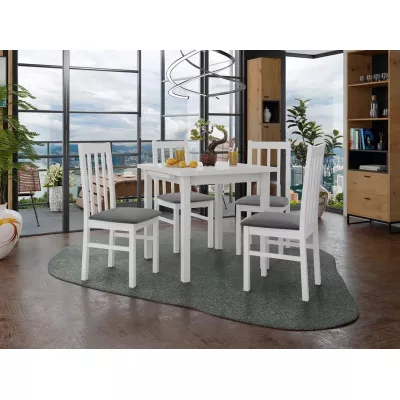 Jedálenský rozkladací stôl 80 cm so 4 stoličkami ADELBITE 4 - biela / oceľová šedá