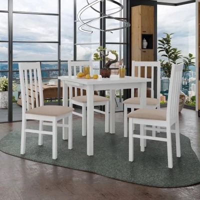 Jedálenský rozkladací stôl 80 cm so 4 stoličkami ADELBITE 4 - biela / béžová