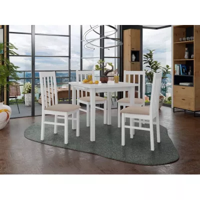 Jedálenský rozkladací stôl 80 cm so 4 stoličkami ADELBITE 4 - biela / béžová