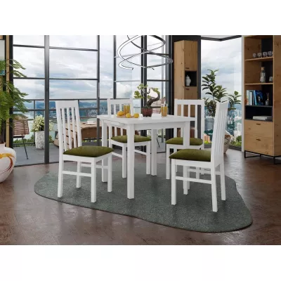 Jedálenský rozkladací stôl 80 cm so 4 stoličkami ADELBITE 4 - biela / tmavá olivová