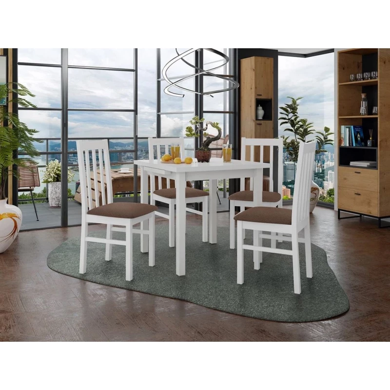Jedálenský rozkladací stôl 80 cm so 4 stoličkami ADELBITE 4 - biela / hnedá 2