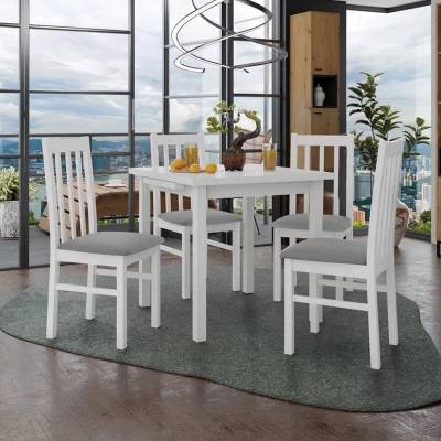Jedálenský rozkladací stôl 80 cm so 4 stoličkami ADELBITE 4 - biela / šedá