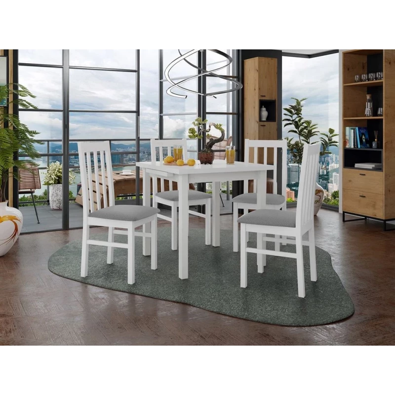 Jedálenský rozkladací stôl 80 cm so 4 stoličkami ADELBITE 4 - biela / šedá
