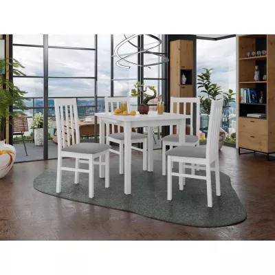 Jedálenský rozkladací stôl 80 cm so 4 stoličkami ADELBITE 4 - biela / šedá