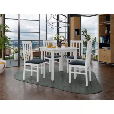 Jedálenský rozkladací stôl 80 cm so 4 stoličkami ADELBITE 4 - biela / modrá