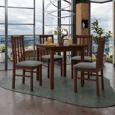 Jedálenský rozkladací stôl 80 cm so 4 stoličkami ADELBITE 4 - orech / oceľová šedá