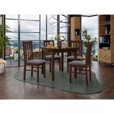 Jedálenský rozkladací stôl 80 cm so 4 stoličkami ADELBITE 4 - orech / oceľová šedá