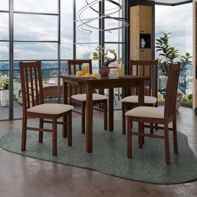 Jedálenský rozkladací stôl 80 cm so 4 stoličkami ADELBITE 4 - orech / béžová