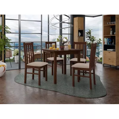 Jedálenský rozkladací stôl 80 cm so 4 stoličkami ADELBITE 4 - orech / béžová