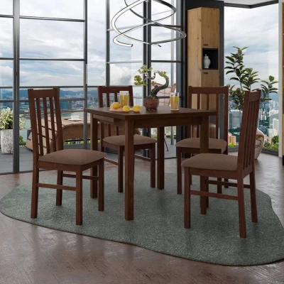 Jedálenský rozkladací stôl 80 cm so 4 stoličkami ADELBITE 4 - orech / hnedá 2