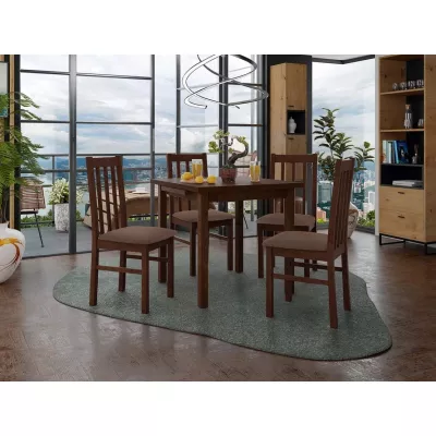 Jedálenský rozkladací stôl 80 cm so 4 stoličkami ADELBITE 4 - orech / hnedá 2