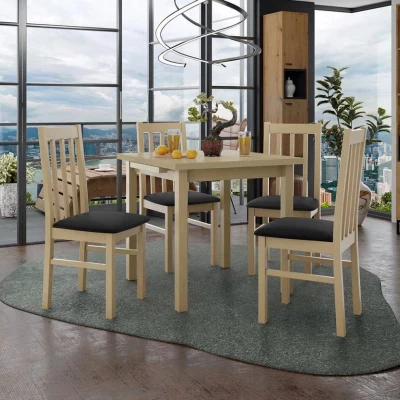 Jedálenský rozkladací stôl 80 cm so 4 stoličkami ADELBITE 4 - dub sonoma / čierna