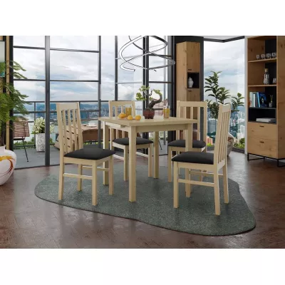 Jedálenský rozkladací stôl 80 cm so 4 stoličkami ADELBITE 4 - dub sonoma / čierna