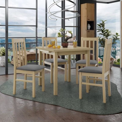 Jedálenský rozkladací stôl 80 cm so 4 stoličkami ADELBITE 4 - dub sonoma / oceľová šedá