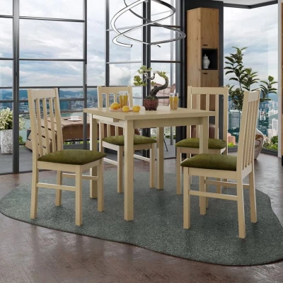 Jedálenský rozkladací stôl 80 cm so 4 stoličkami ADELBITE 4 - dub sonoma / tmavá olivová