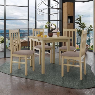 Jedálenský rozkladací stôl 80 cm so 4 stoličkami ADELBITE 4 - dub sonoma / hnedá 1