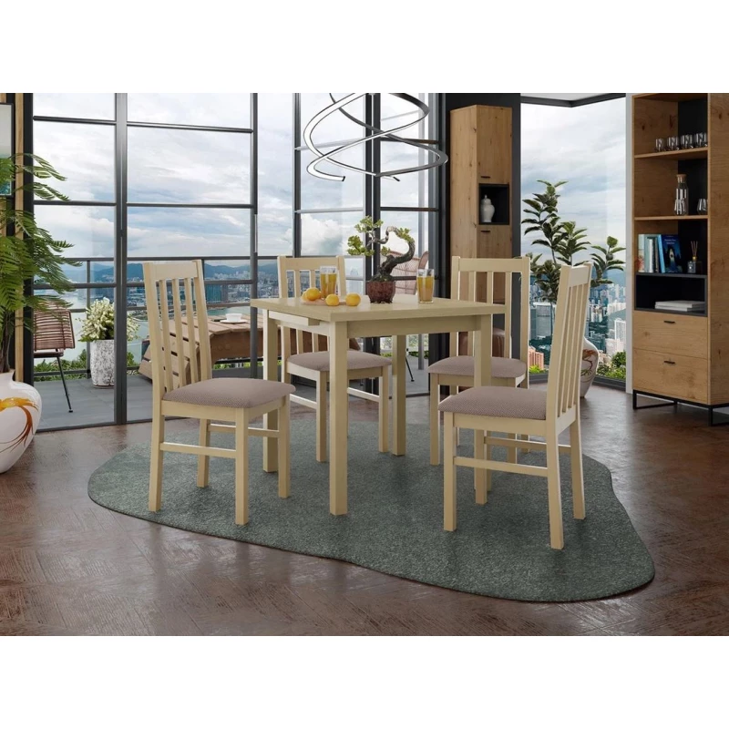 Jedálenský rozkladací stôl 80 cm so 4 stoličkami ADELBITE 4 - dub sonoma / hnedá 1