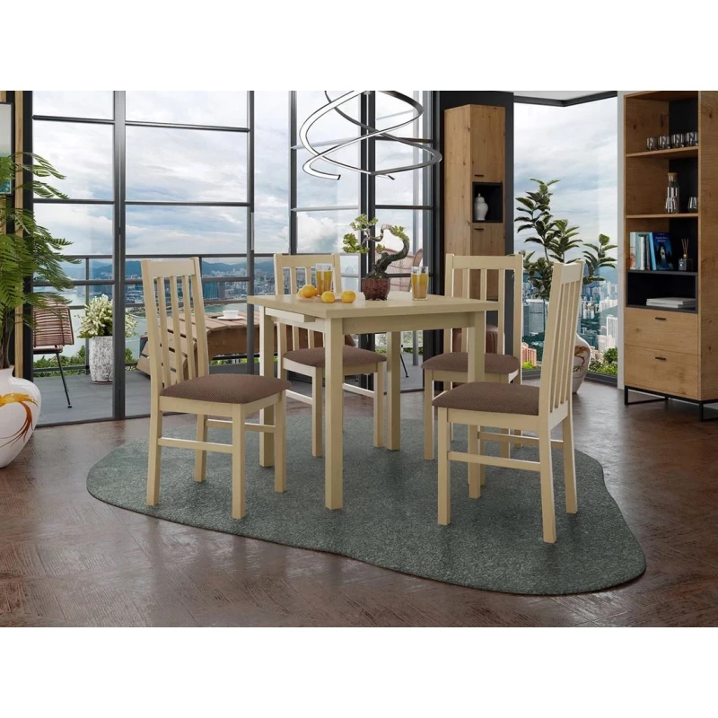 Jedálenský rozkladací stôl 80 cm so 4 stoličkami ADELBITE 4 - dub sonoma / hnedá 2