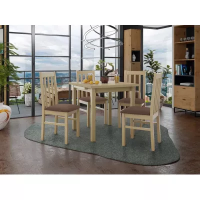 Jedálenský rozkladací stôl 80 cm so 4 stoličkami ADELBITE 4 - dub sonoma / hnedá 2