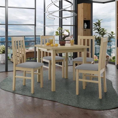 Jedálenský rozkladací stôl 80 cm so 4 stoličkami ADELBITE 4 - dub sonoma / šedá