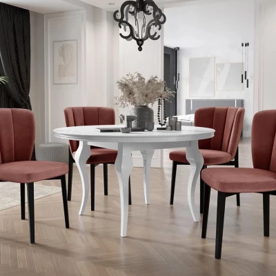 Rozkladací jedálenský stôl 120 cm so 4 stoličkami KRAM 2 - biely / čierny / ružový