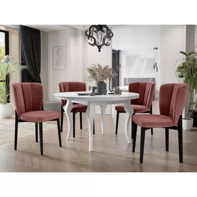 Rozkladací jedálenský stôl 120 cm so 4 stoličkami KRAM 2 - biely / čierny / ružový