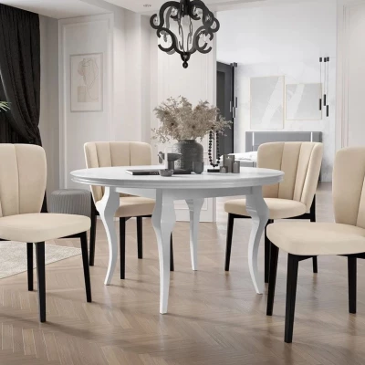 Rozkladací jedálenský stôl 120 cm so 4 stoličkami KRAM 2 - biely / čierny / smotanový