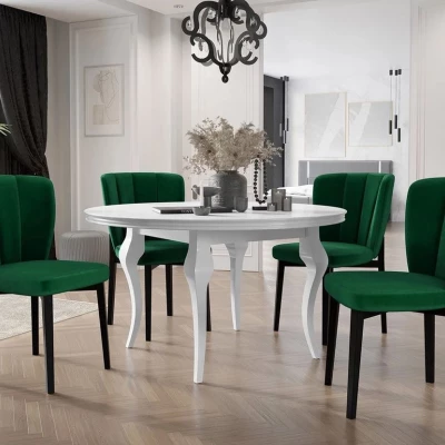 Rozkladací jedálenský stôl 120 cm so 4 stoličkami KRAM 2 - biely / čierny / zelený