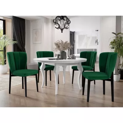 Rozkladací jedálenský stôl 120 cm so 4 stoličkami KRAM 2 - biely / čierny / zelený