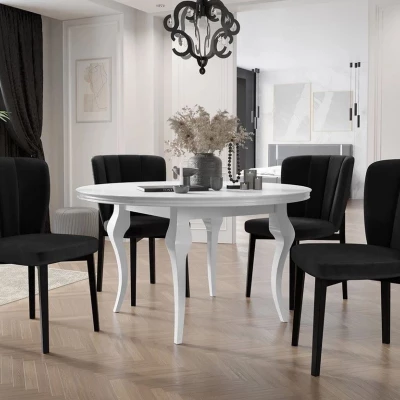 Rozkladací jedálenský stôl 120 cm so 4 stoličkami KRAM 2 - biely / čierny
