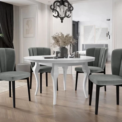 Rozkladací jedálenský stôl 120 cm so 4 stoličkami KRAM 2 - biely / čierny / platinový