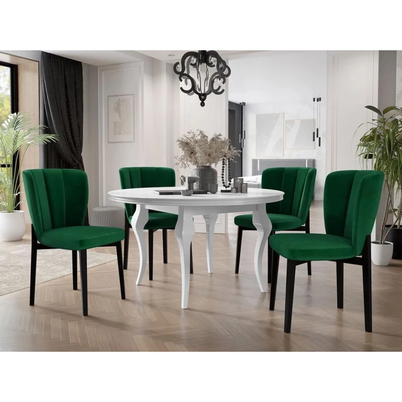 Rozkladací jedálenský stôl 100 cm so 4 stoličkami KRAM 2 - biely / čierny / zelený