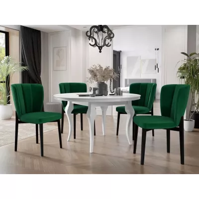 Rozkladací jedálenský stôl 100 cm so 4 stoličkami KRAM 2 - biely / čierny / zelený