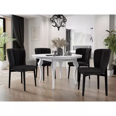 Rozkladací jedálenský stôl 100 cm so 4 stoličkami KRAM 2 - biely / čierny