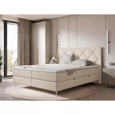 Kontinentálna dvojlôžková posteľ 180x200 ARMADO - béžová / strieborné nôžky