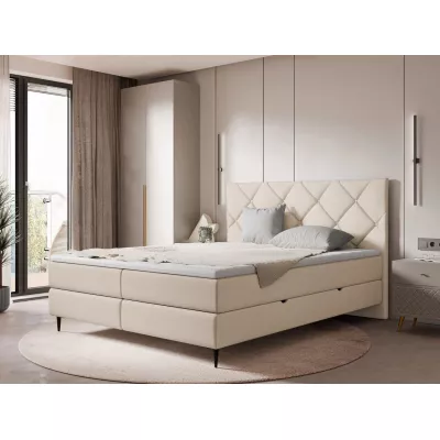 Kontinentálna dvojlôžková posteľ 180x200 ARMADO - béžová / čierne nôžky