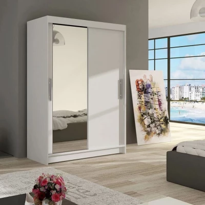 Vysoká šatníková skriňa 120 cm so zrkadlom GASPARA 6 - biela