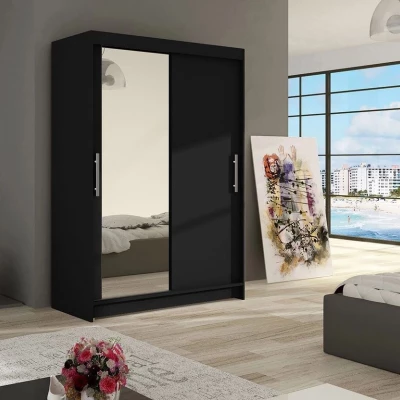 Vysoká šatníková skriňa 120 cm so zrkadlom GASPARA 6 - čierna