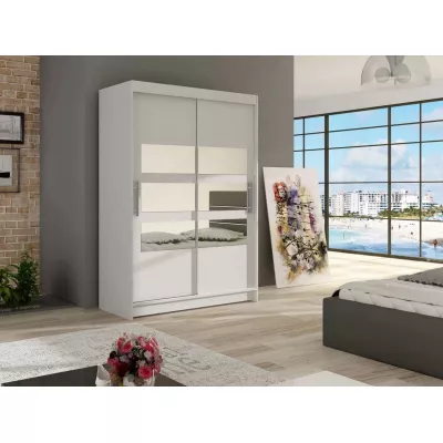 Zrkadlová šatníková skriňa 120 cm GASPARA 5 - biela
