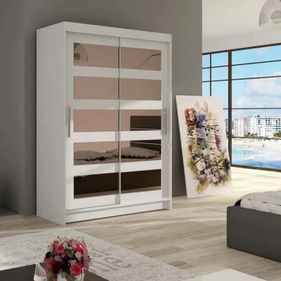Vysoká šatníková skriňa 120 cm so zrkadlom GASPARA 4 - biela