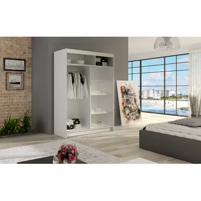 Zrkadlová šatníková skriňa 120 cm GASPARA 3 - biela