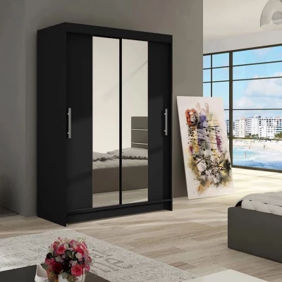 Šatníková skriňa so zrkadlom 120 cm GASPARA 2 - čierna