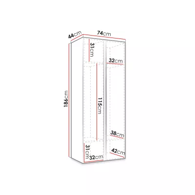 Úzka skriňa do predsiene 74 cm LURDES - biela
