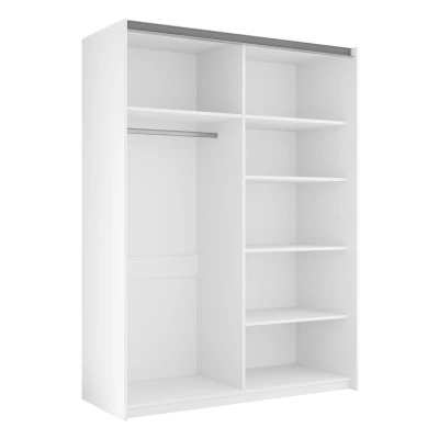Zrkadlová šatníková skriňa 150 cm MILVEA - biela
