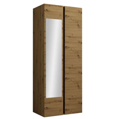 Zrkadlová skriňa do predsiene 74 cm SELAND - dub artisan / čierna