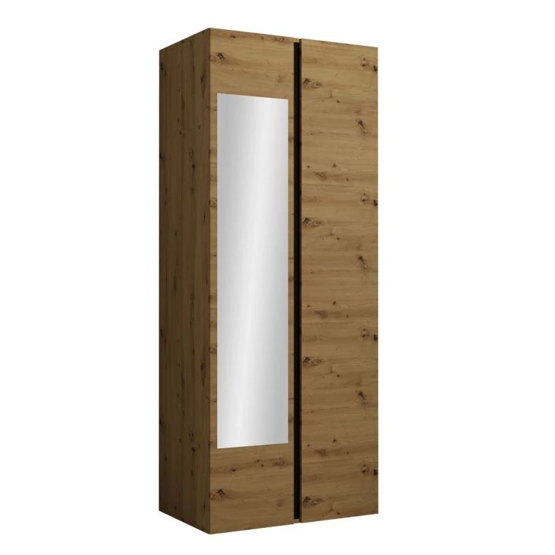Zrkadlová skriňa do predsiene 74 cm SELAND - dub artisan / čierna