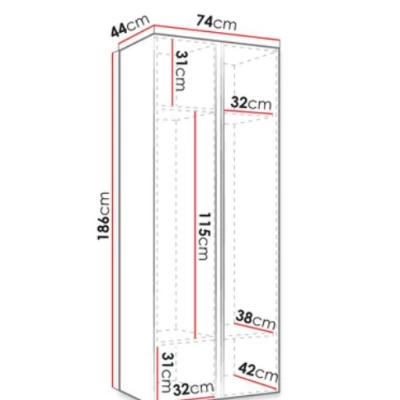 Zrkadlová skriňa do predsiene 74 cm SELAND - biela